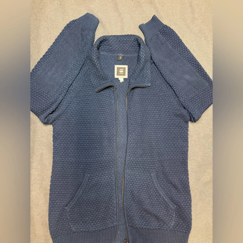 G-Star Blue Zip Up Sweater with Hood XL